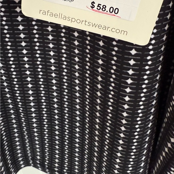 Rafaella Black and White Top Size Large NWT with beaded fringe sleeves - Picture 4 of 6